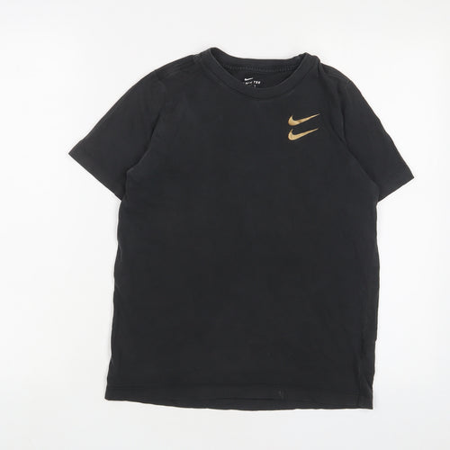 Nike Girls Black Cotton Basic T-Shirt Size 11-12 Years Crew Neck Pullover - 11-13 Years