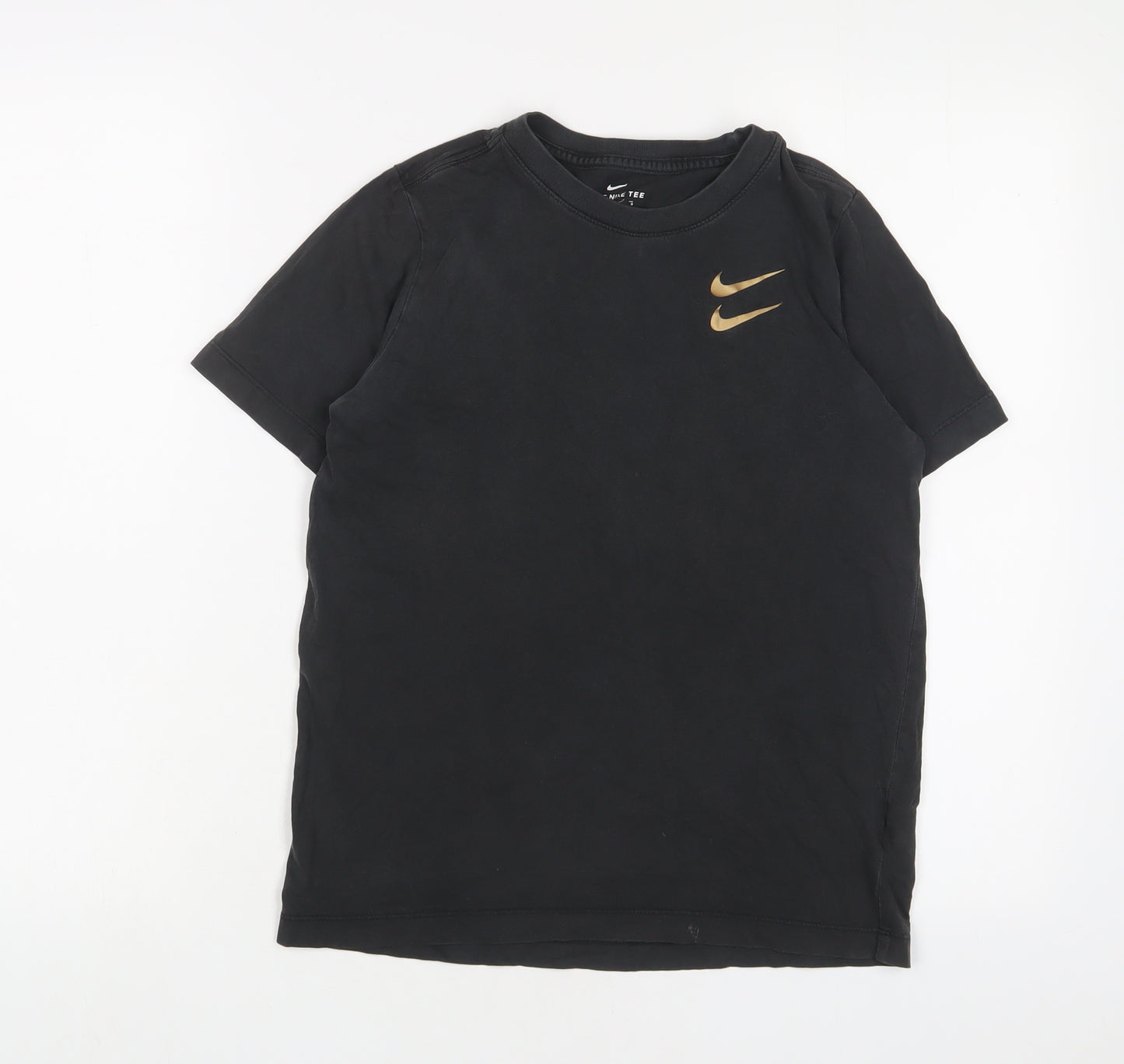 Nike Girls Black Cotton Basic T-Shirt Size 11-12 Years Crew Neck Pullover - 11-13 Years