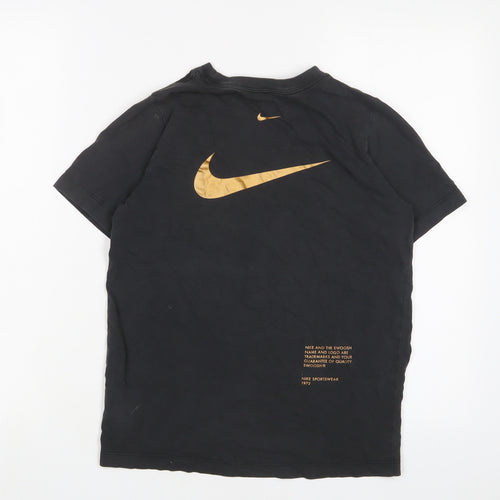 Nike Girls Black Cotton Basic T-Shirt Size 11-12 Years Crew Neck Pullover - 11-13 Years