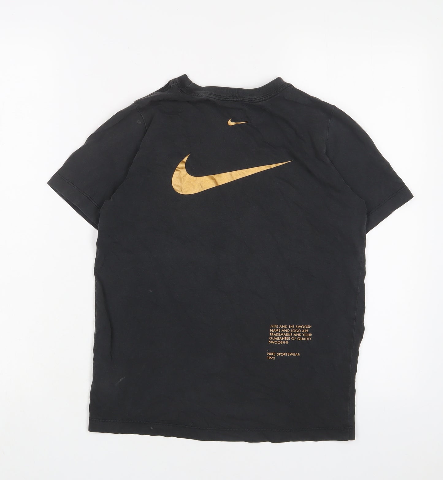 Nike Girls Black Cotton Basic T-Shirt Size 11-12 Years Crew Neck Pullover - 11-13 Years