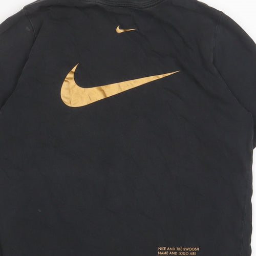 Nike Girls Black Cotton Basic T-Shirt Size 11-12 Years Crew Neck Pullover - 11-13 Years