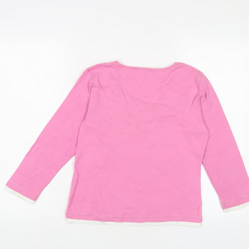 Opal mSyone Womens Pink Cotton Basic T-Shirt Size 14 V-Neck
