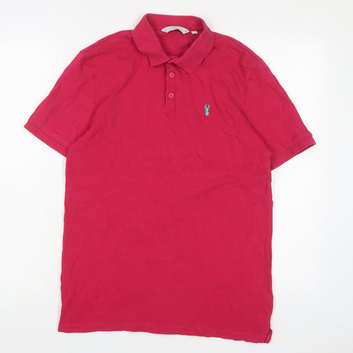 NEXT Mens Pink Cotton Polo Size M Collared Button