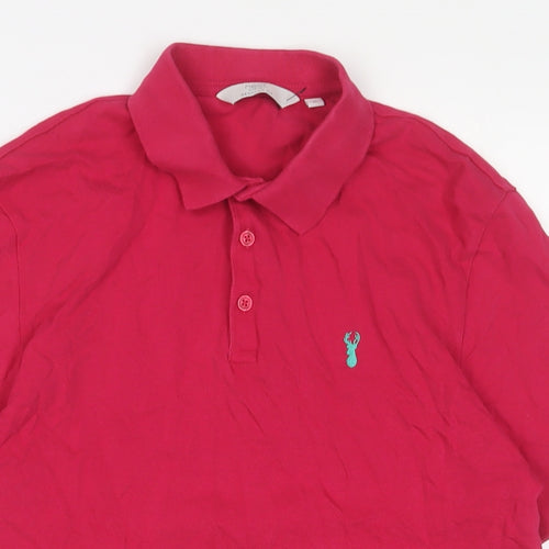 NEXT Mens Pink Cotton Polo Size M Collared Button