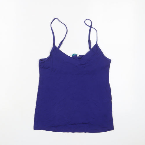 Marks and Spencer Womens Blue Solid Viscose Cami Pyjama Top Size 8