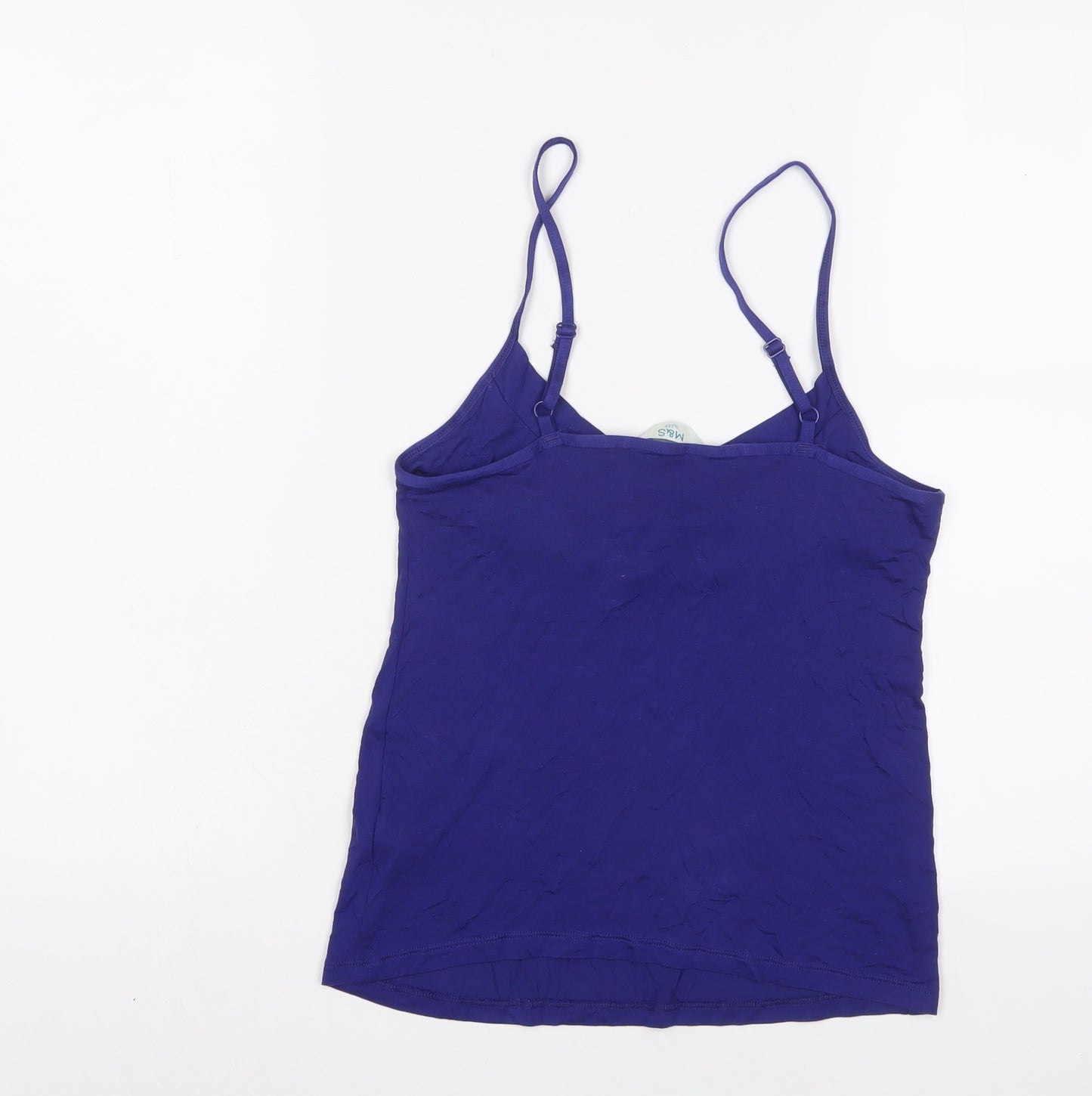 Marks and Spencer Womens Blue Solid Viscose Cami Pyjama Top Size 8
