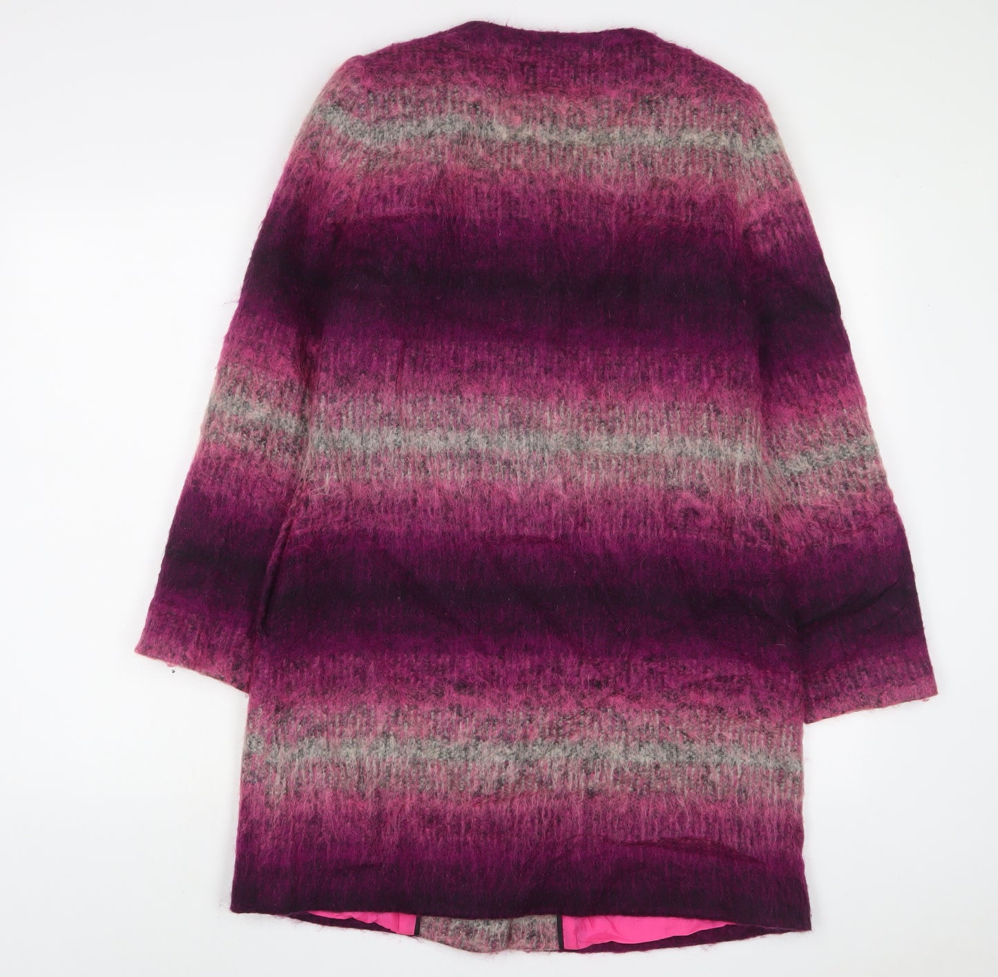 Savida Womens Purple Striped Overcoat Coat Size 10 Snap