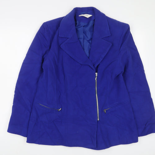 MODE Womens Blue Jacket Size 16 Zip - Zip Pockets