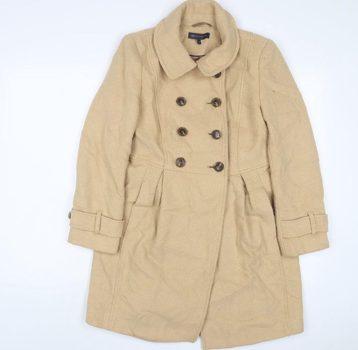 Marks and Spencer Womens Beige Overcoat Coat Size 6 Button