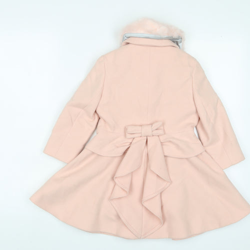 Marks and Spencer Girls Pink Overcoat Coat Size 3-4 Years Button