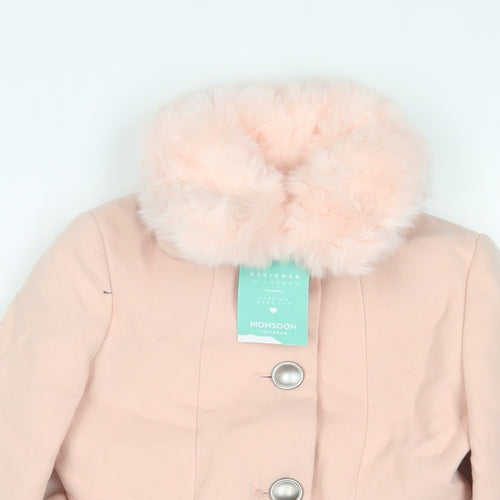 Marks and Spencer Girls Pink Overcoat Coat Size 3-4 Years Button