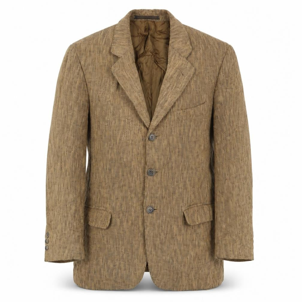 Front view of Marks & Spencer men’s brown cotton jacket suit jacket, size 38, regular