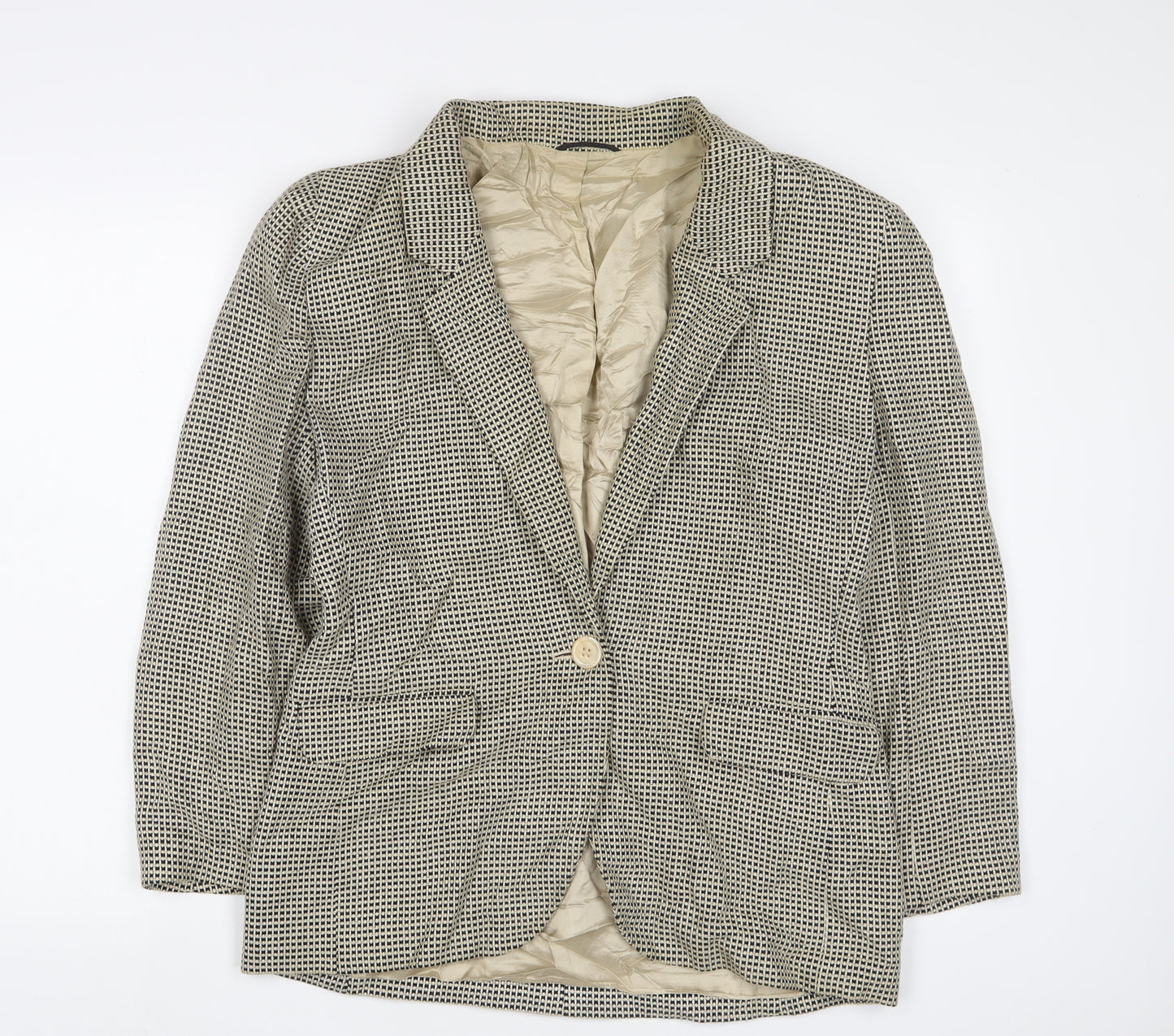 St Michael Womens Beige Jacket Blazer Size 12 Button