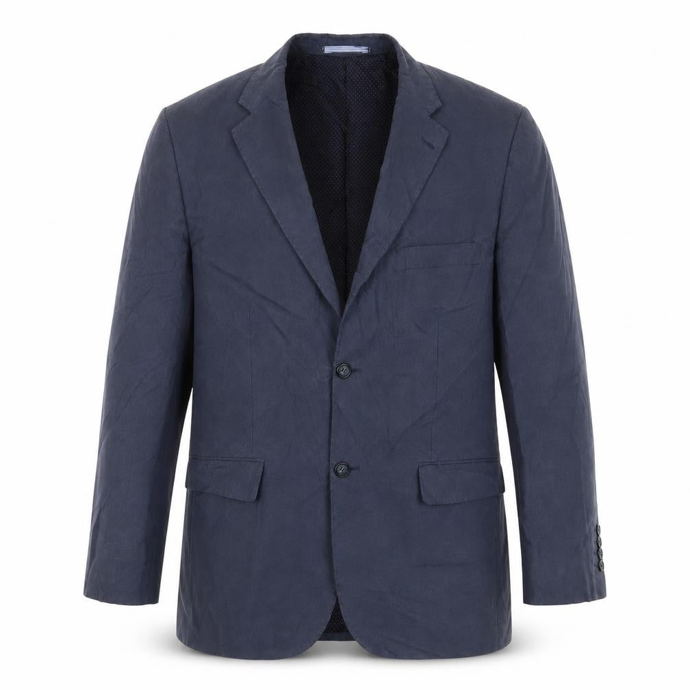 Front view of Skopes men’s blue polyester jacket suit jacket, size 38, regular