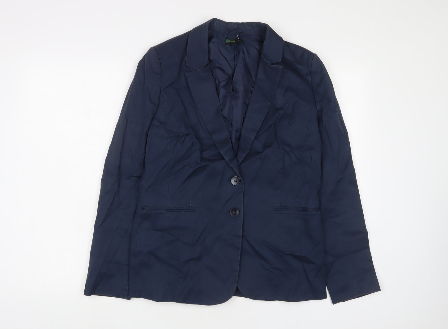 United Colors of Benetton Womens Blue Jacket Blazer Size 14 Button