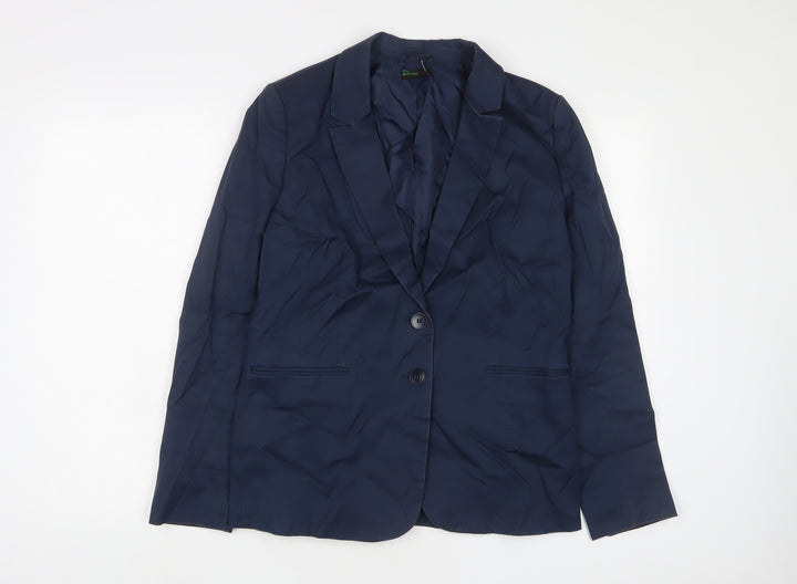 United Colors of Benetton Womens Blue Jacket Blazer Size 14 Button