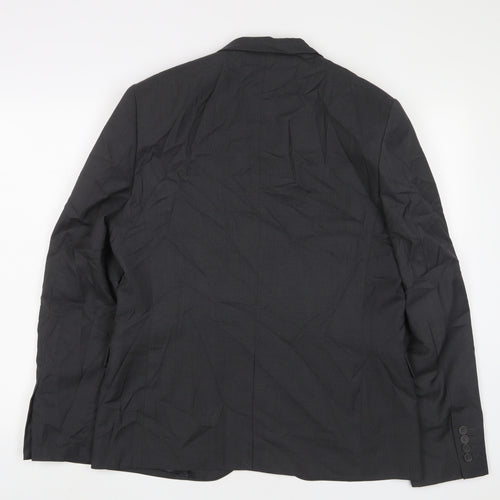 H&M Mens Grey Polyester Jacket Suit Jacket Size 40 Regular