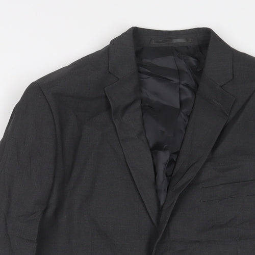 H&M Mens Grey Polyester Jacket Suit Jacket Size 40 Regular