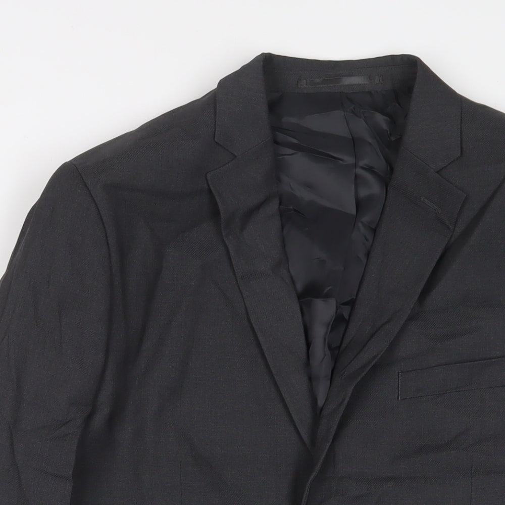 H&M Mens Grey Polyester Jacket Suit Jacket Size 40 Regular