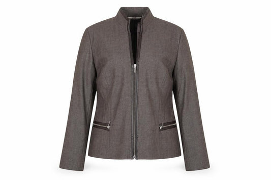 Front view of Next women’s brown jacket, size UK 16, zip