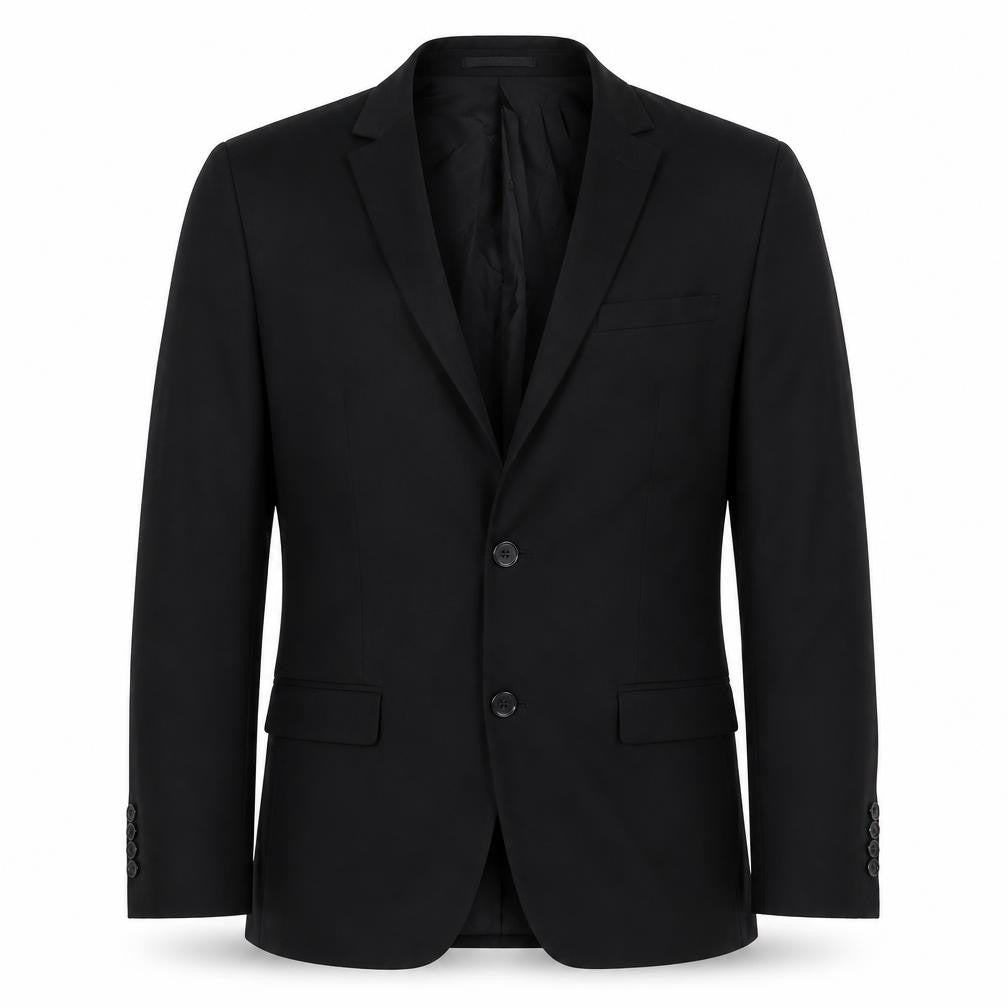 Front view of ONESIX5IVE men’s black polyester jacket suit jacket, size 42, regular
