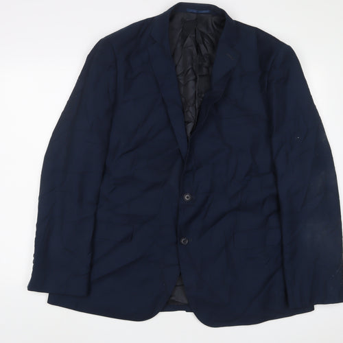 Tailor & Cutter Mens Blue Polyester Jacket Suit Jacket Size 46 Regular