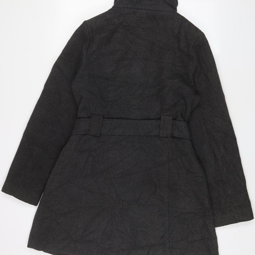 Miso Womens Grey Overcoat Coat Size 14 Button - Belted