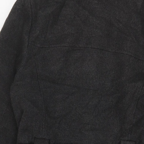 Miso Womens Grey Overcoat Coat Size 14 Button - Belted