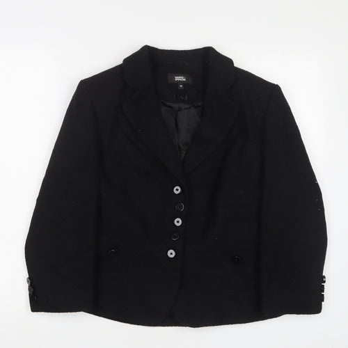 Marks and Spencer Womens Black Jacket Blazer Size 14 Button