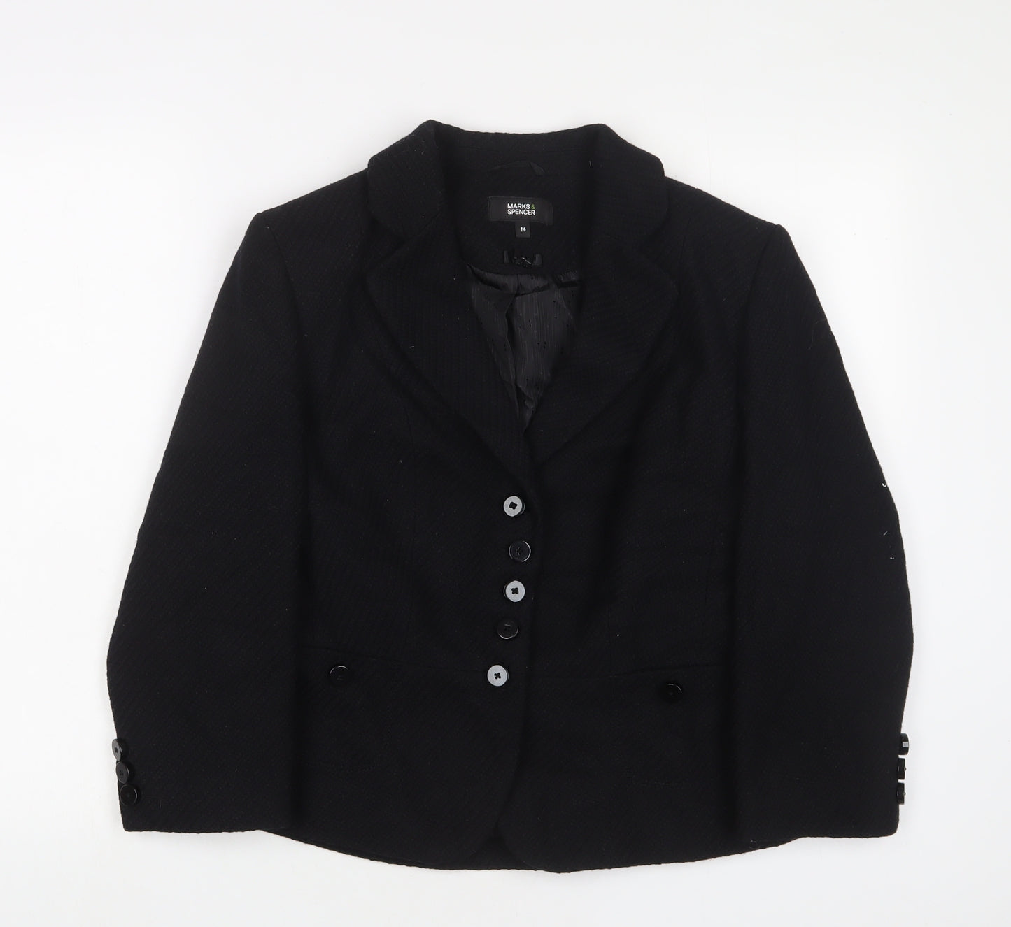 Marks and Spencer Womens Black Jacket Blazer Size 14 Button