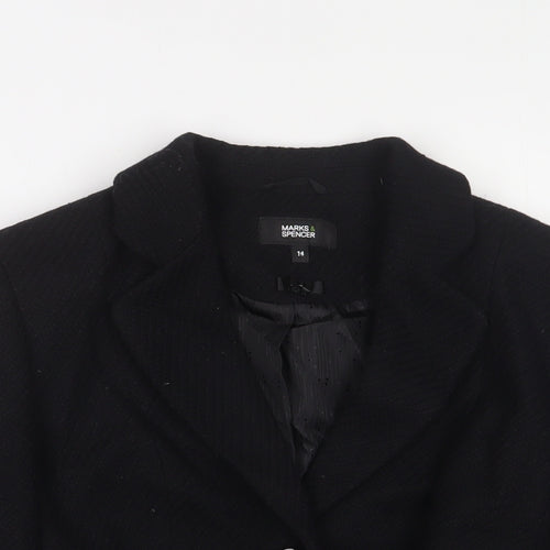 Marks and Spencer Womens Black Jacket Blazer Size 14 Button