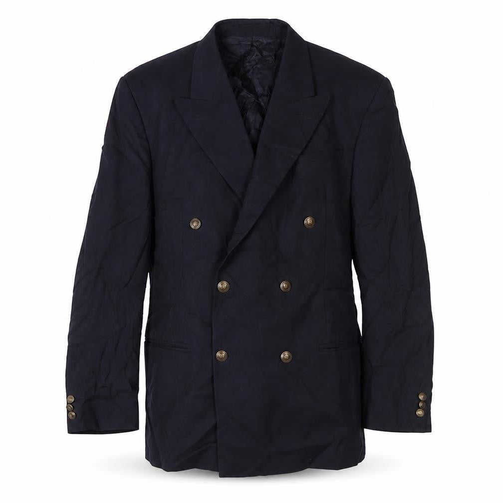 Front view of Marks & Spencer men’s blue wool jacket suit jacket, size 40, regular