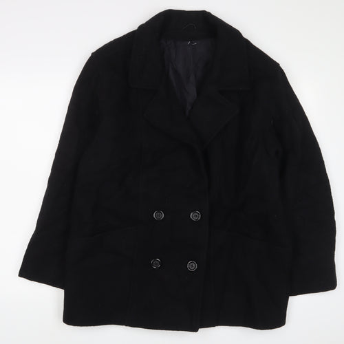 Classic Womens Black Jacket Coat Size 18 Button