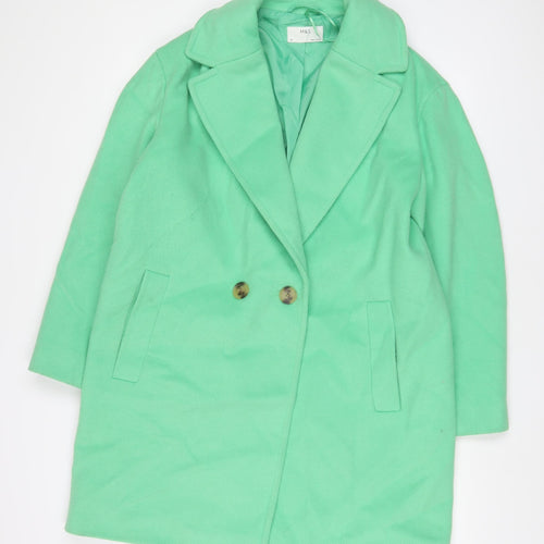 Marks and Spencer Womens Green Overcoat Coat Size 14 Button
