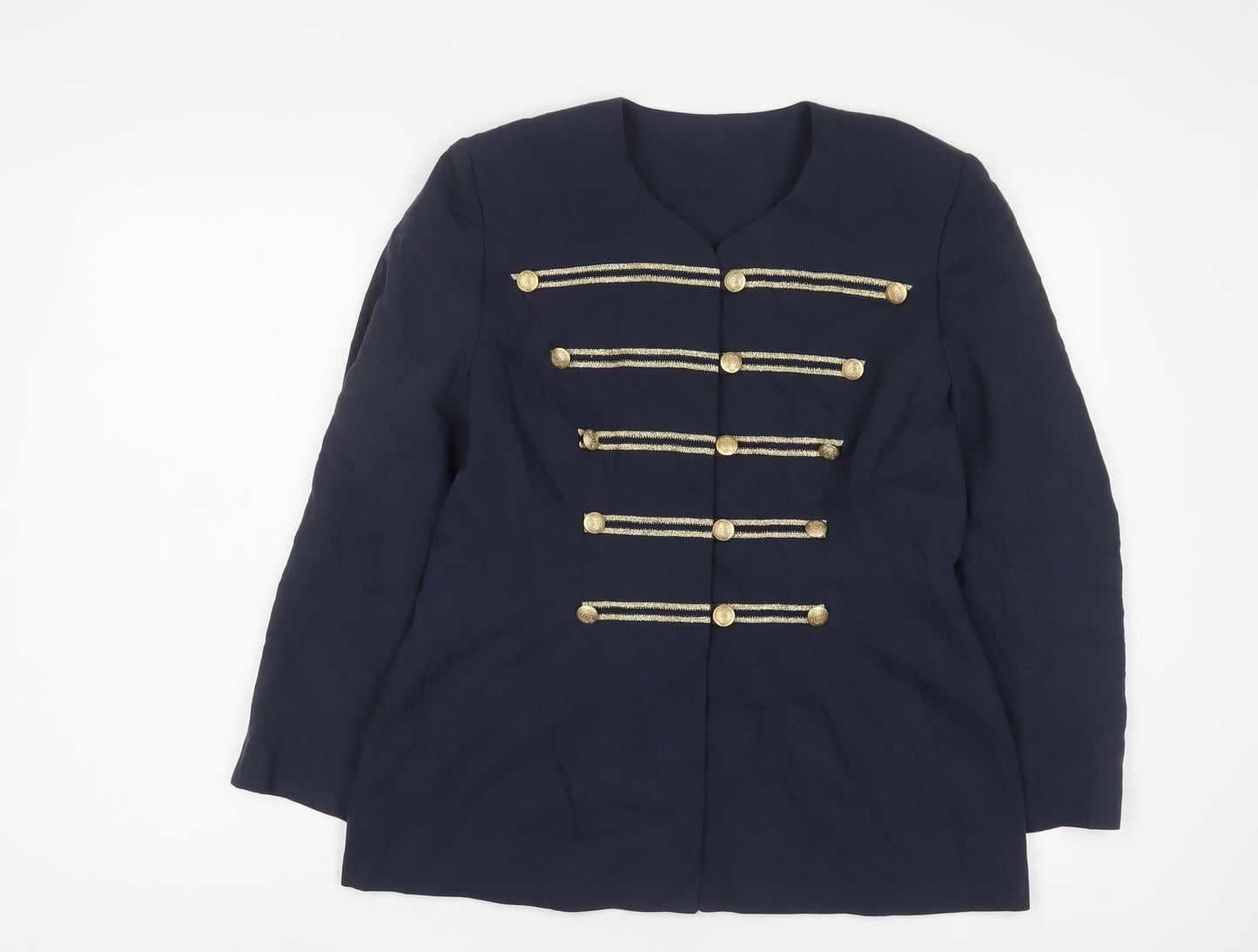 MODE Womens Blue Jacket Size 14 Button - Embroidered