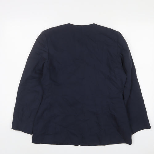 MODE Womens Blue Jacket Size 14 Button - Embroidered