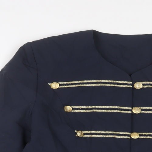 MODE Womens Blue Jacket Size 14 Button - Embroidered