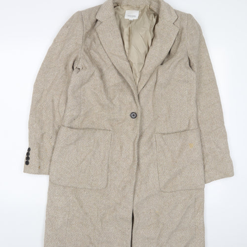 Great Plains Womens Beige Overcoat Coat Size 10 Button
