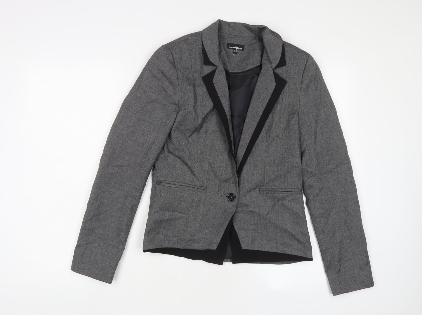 Warehouse Womens Grey Jacket Blazer Size 10 Button