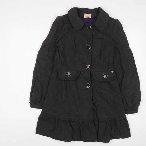 Miso Womens Grey Overcoat Coat Size 10 Button