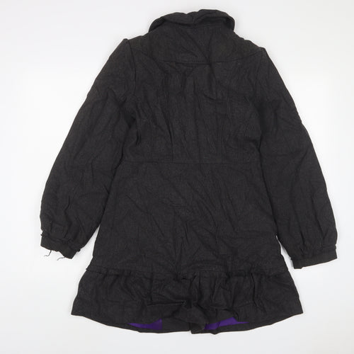 Miso Womens Grey Overcoat Coat Size 10 Button