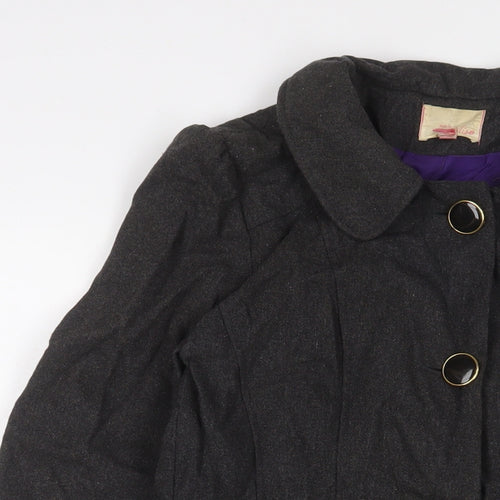 Miso Womens Grey Overcoat Coat Size 10 Button