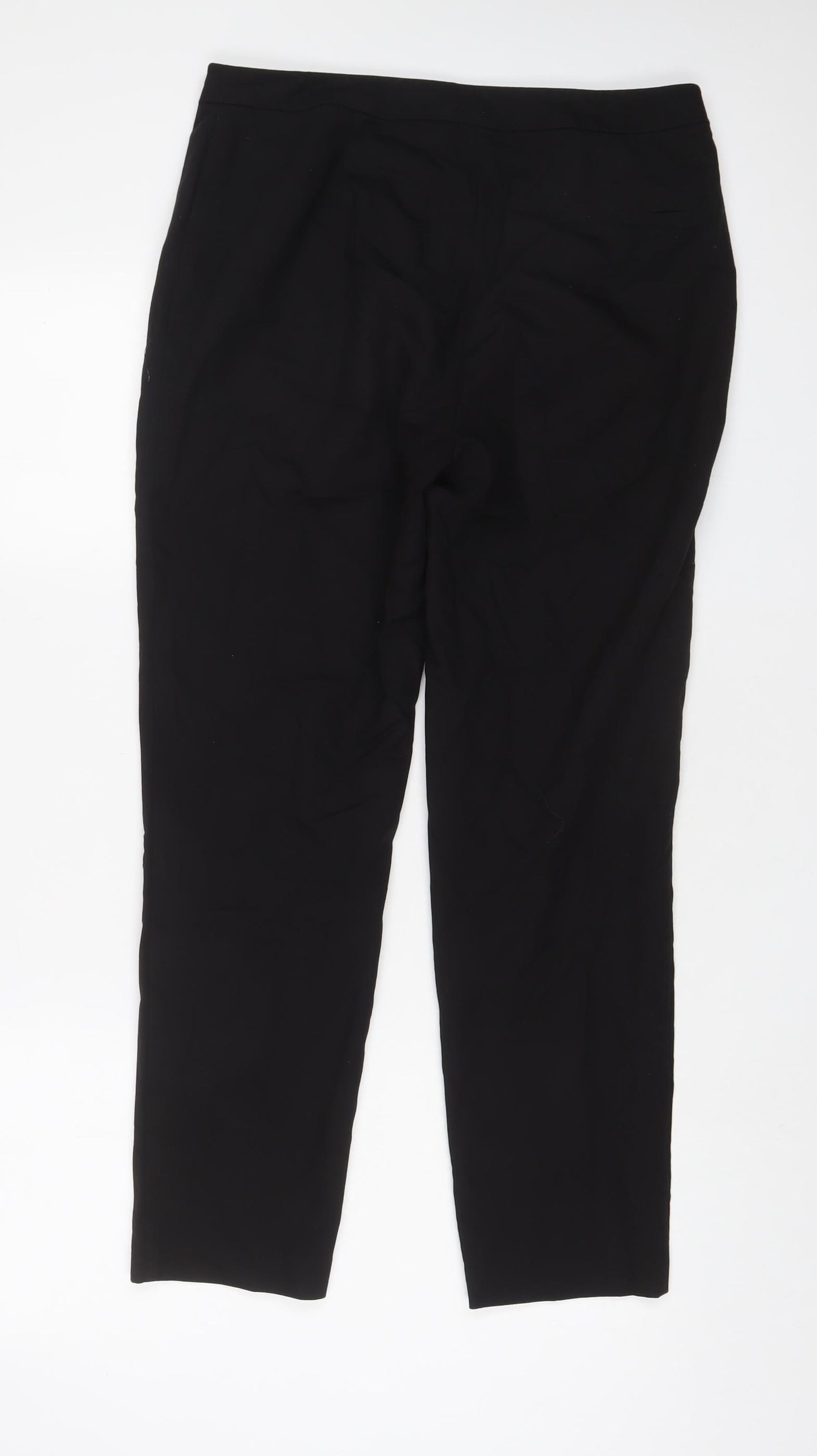 Topshop Womens Black Polyester Trousers Size 12 L28 in Regular Hook & Eye