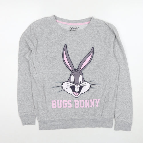 Looney Tunes Womens Grey Cotton Pullover Sweatshirt Size 4 Pullover - Bugs Bunny Size 4-6