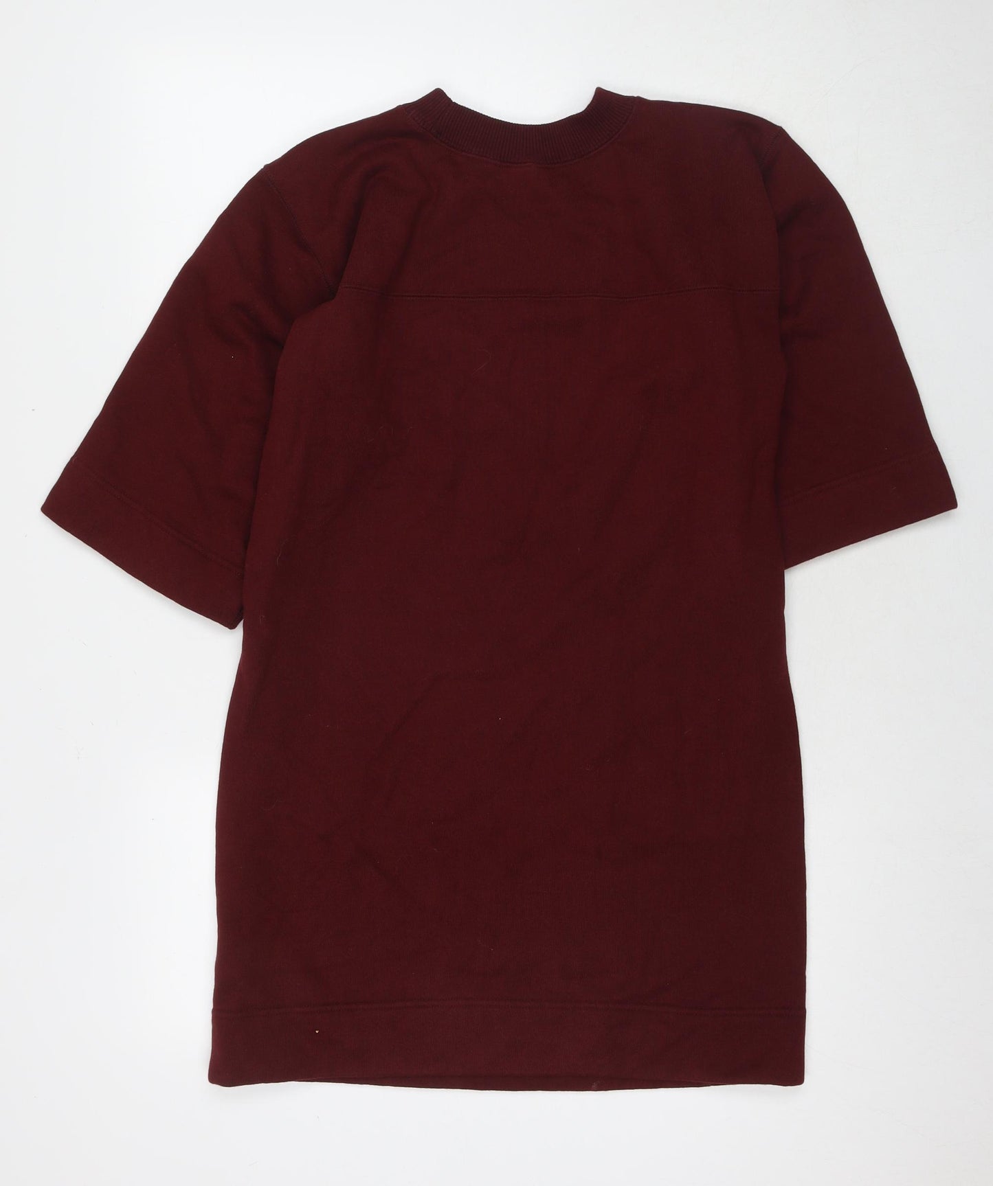 Uniqlo Womens Red Cotton Jumper Dress Size M Round Neck Pullover