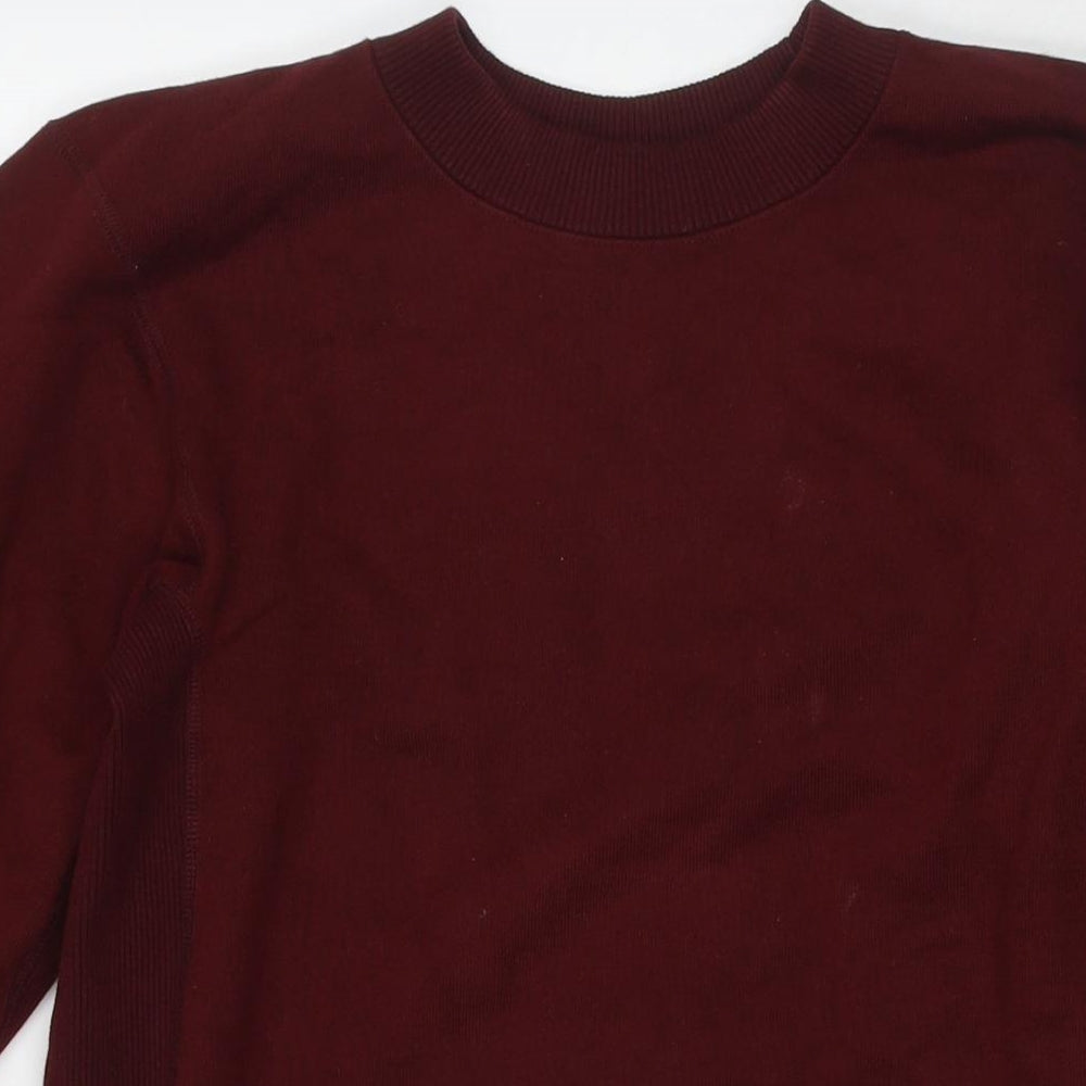 Uniqlo Womens Red Cotton Jumper Dress Size M Round Neck Pullover