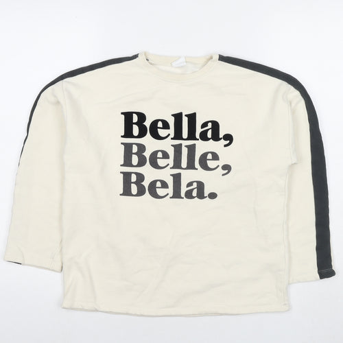 Zara Girls Ivory Cotton Pullover Sweatshirt Size 13-14 Years Pullover - Bella, Belle, Bela