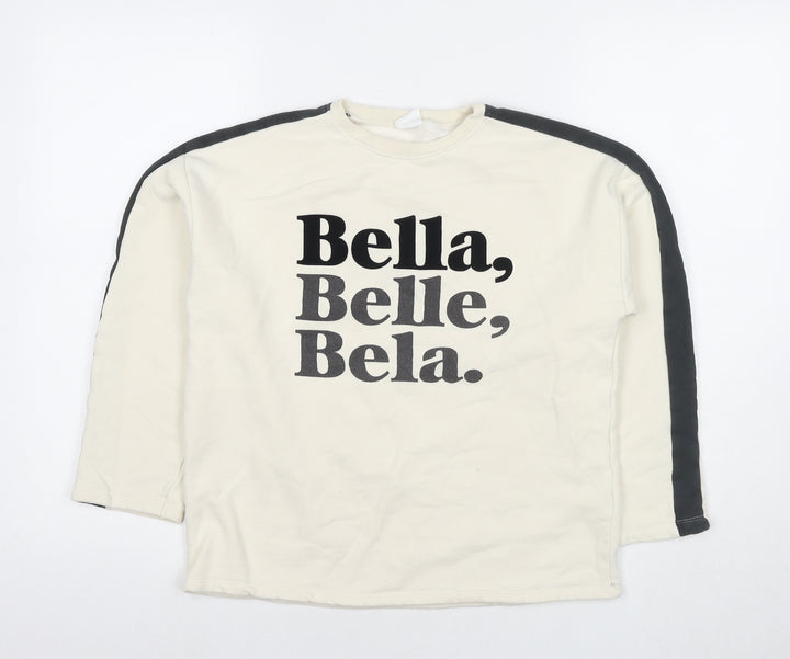 Zara Girls Ivory Cotton Pullover Sweatshirt Size 13-14 Years Pullover - Bella, Belle, Bela