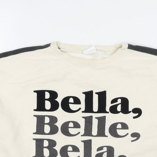 Zara Girls Ivory Cotton Pullover Sweatshirt Size 13-14 Years Pullover - Bella, Belle, Bela