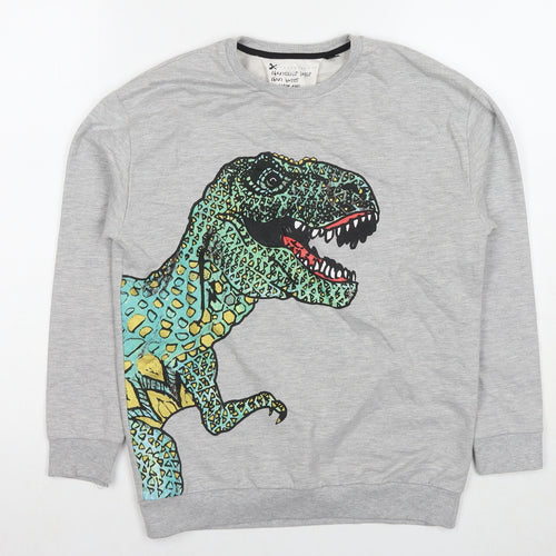Topshop Womens Grey Cotton Pullover Sweatshirt Size XS Pullover - Dinosaur
